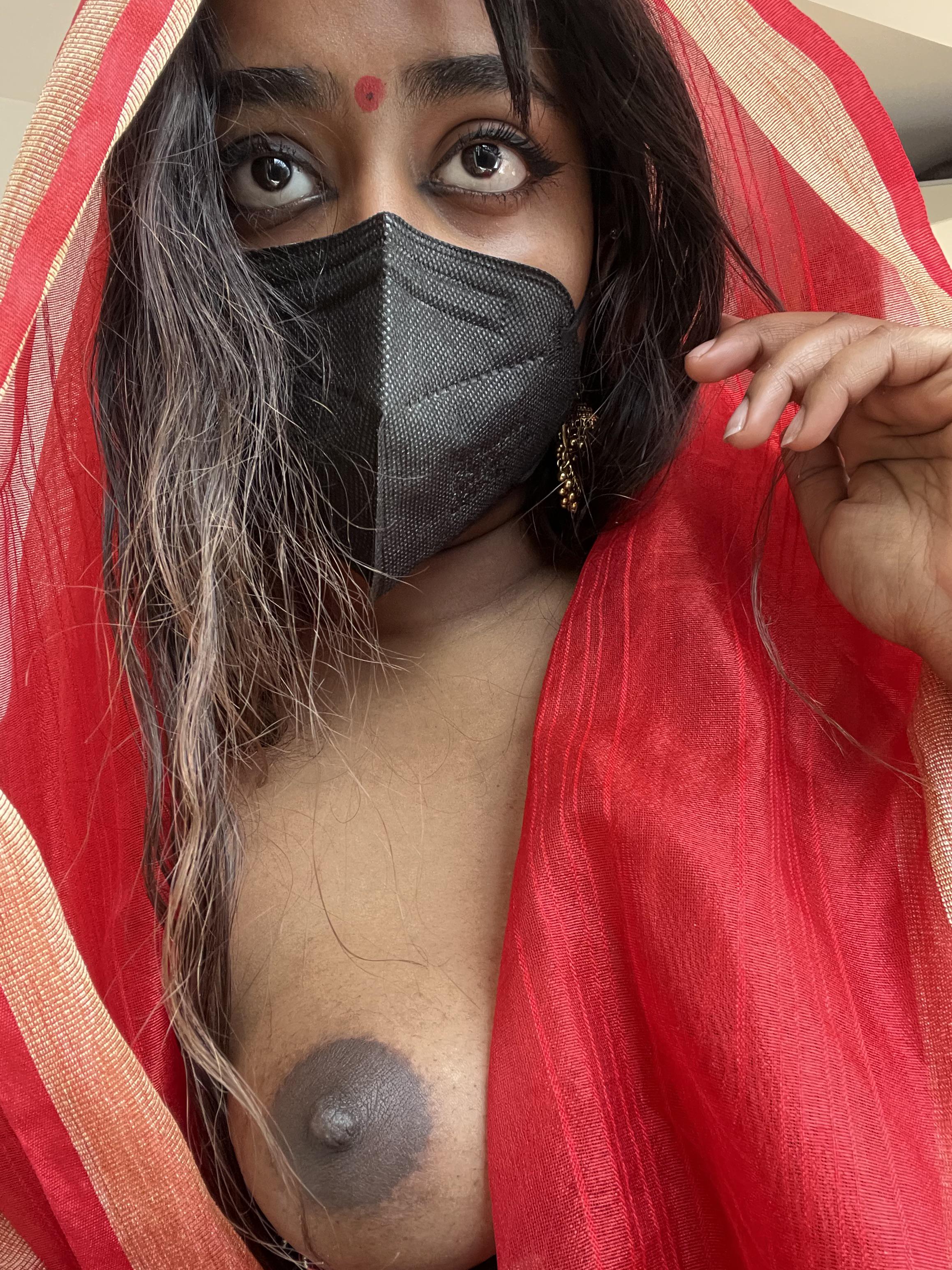 Indian Wife Showing Face Pulling Titties Out For You