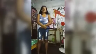 Naughty breasty gal striptease show MMS