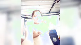 Bulky Bhabhi topless show selfie web camera clip