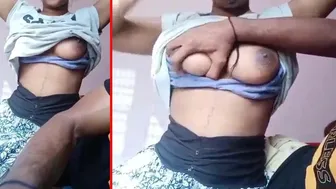 Beautiful indian wife has lifted her top and show tits