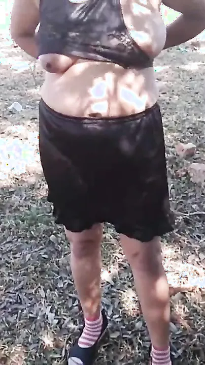 Women Power! maid outdoor public flashing big ass and boobs