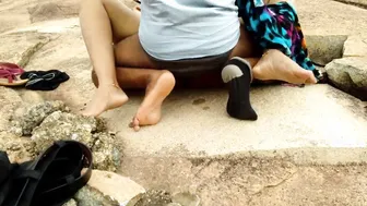First Time Outdoor Fucking Mother-In-law On a Rock