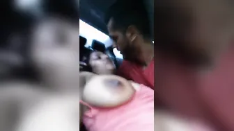 Rich Desi girlfriend sucking bf's cock in car