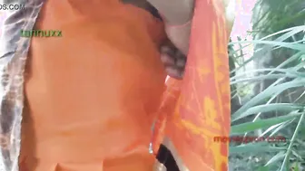 Excited Desi and XXX buddy go outdoors and find a good place for sex