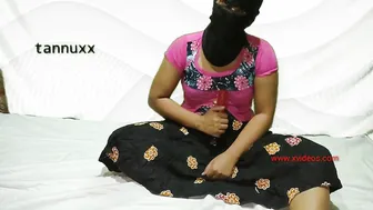 Voluptuous Desi bitch with hidden face sticks XXX dildo into cunt