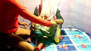 Desi fatty strips for her partner and gets her XXX snatch pounded