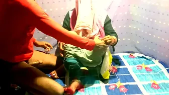 Desi fatty strips for her partner and gets her XXX snatch pounded