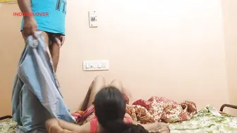 Stallion in a blue mask sets camera to film sex with Desi XXX partner