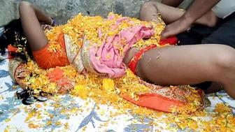 Romantic man covers the Desi with petals and fucks XXX hole in doggy