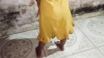 Masked Desi in bra and skirt takes off panties to show XXX hole