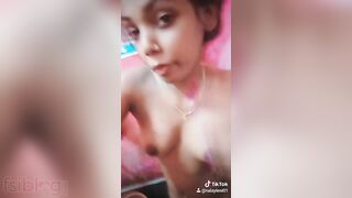 Skinny Desi teen with lovely XXX tits poses naked in the bathroom