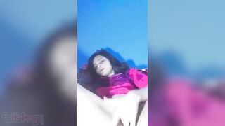 Lovely Desi girl fingers her bald XXX cunny being alone at home