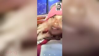 Mustached man watches Desi minx masturbating XXX hole with cucumber