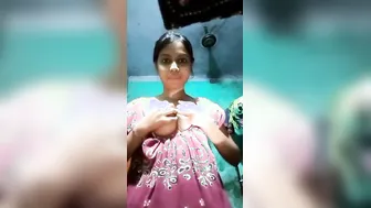 Desi teeny exposes big XXX boobs and plays with them in a sexy way