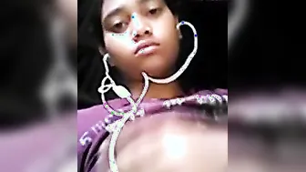 Young Desi chick reveals her big XXX melons to the lucky boyfriend