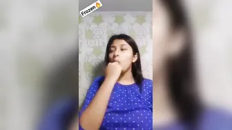 Hot girl reveals her big Desi breasts for XXX camera in the bathroom