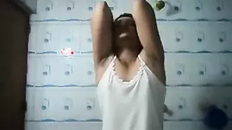 Swanky Desi college girl strips to reveal a pair of small XXX boobs