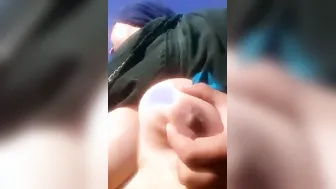 Big-boobed Desi village wife showing her big boobs XXX outdoors