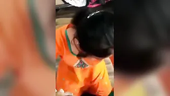 Strong dick stretches Desi charmer's tight mouth during a XXX blowjob