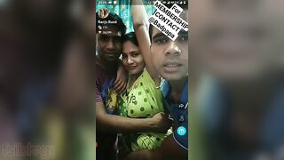 Two XXX fuckers keep company with Desi who broadcasts home porn show