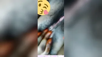 Beautiful Tamil Desi XXX wife showing her black pussy on video call