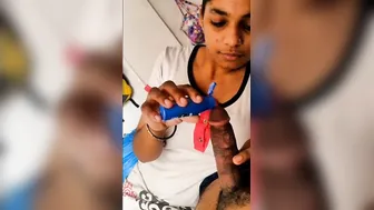 Cute Desi wench sucks and oils XXX dick before taking it into pussy