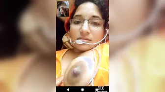 Beautiful Desi mom milking her huge XXX boobs during video call
