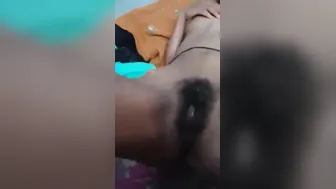 Village girl has hairy XXX twat stuffed with Desi lover's fingers