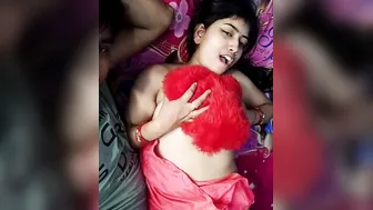Desi Bhabhi takes boobies to light next to her XXX partner in bed