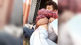 Desi XXX wife shows off boobs that are licked by her husband outdoors