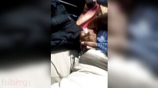 Indian unsatisfied XXX wife gives blowjob to her lover in bus MMS