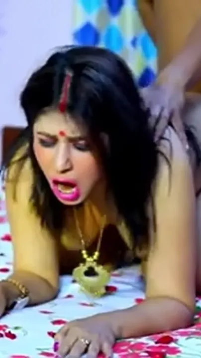Beautiful hooker with big tits fucks doggy style on the bed