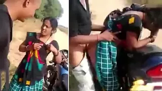 Teen caught having outdoor fun with lover near motorcycle in Desi ...