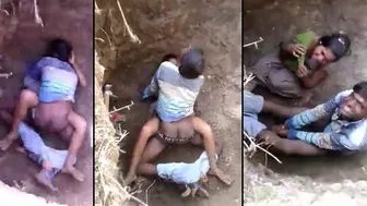 Hot Desi couple caught fucking outdoor in a ravine, MMs recorded by a voyeur