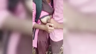 Teacher showing off his student's boobs outdoor. Desi xxx mms