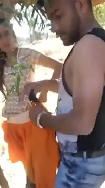 Husband caught cheating wife she fuck with lover outdoor, scandal Desi mms