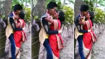 Old aunty kissing passionately with own nephew outdoor. Desi XXX mms sex