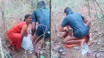 Village aunty is caught fucking outdoor with brother of hubby, leaked Desi mms