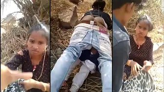 Desi mms clip of Indian village lovers caught fucking outdoor on ground