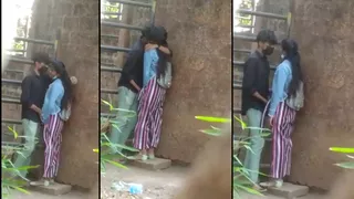 Outdoor Desi mms clip of Indian lovers caught making out by the ...