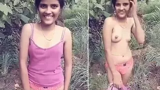 Outdoor Desi mms clip of tiny Indian gal caught posing naked for ...