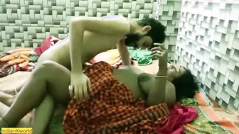 Cheating Wife Riding Her Young Lover Hard Behind Bedroom