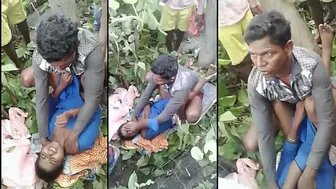 Desi mms - Slut wife getting caught cheating with older neighbour outdoor