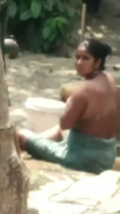 Indian busty aunty taking bath outdoor full nude, caught hidden cam