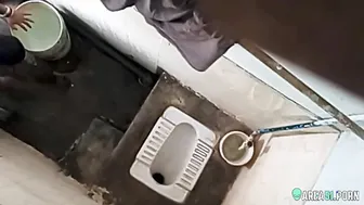 XXX clip of village aunty taking bath in outdoor taken on hidden cam her son