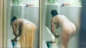 A chubby Desi aunty bathing outdoor nude on cam for her lover XXX video