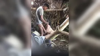 Married Babe Losing Control Riding Her Secret Lover Outdoors