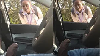 A curious Indian aunty reacts strangely to a stranger showing her dick.