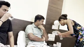 Two Friends Making Waitress Drink And Fucking Her In Hotel