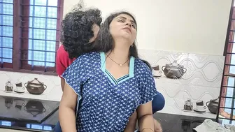 Horny Couple Fucking Hard in Kitchen Wearing Sexy Nighty